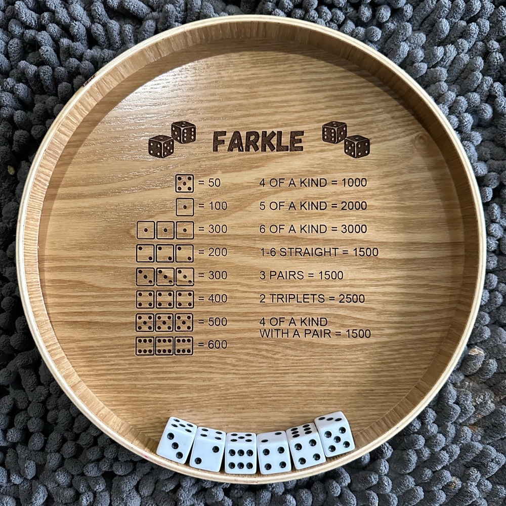 Wooden Farkle Dice Game Set